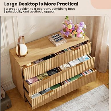 ANIXOL 6-Drawer Fluted Bedroom Dresser