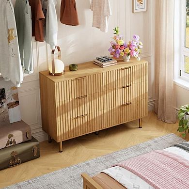 ANIXOL 6-Drawer Fluted Bedroom Dresser