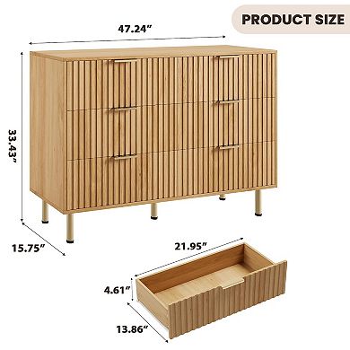 ANIXOL 6-Drawer Fluted Bedroom Dresser