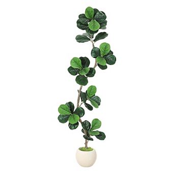 ANIXOL Artificial Fiddle Leaf Fig Tree, S-Curve Trunk Design with Planter