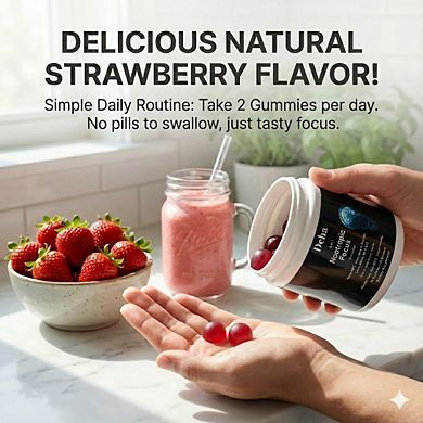 Focus Gummies Nootropic Brain Supplements - Vegan, Non-GMO, Gluten-Free 60 Ct