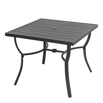 Outdoor 36'' Square Aluminum Dining Table with 1.70'' Umbrella Hole, Black