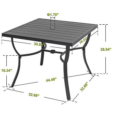Outdoor 36'' Square Aluminum Dining Table with 1.70'' Umbrella Hole, Black