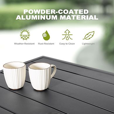 Outdoor 36'' Square Aluminum Dining Table with 1.70'' Umbrella Hole, Black