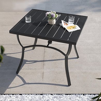 Outdoor 36'' Square Aluminum Dining Table with 1.70'' Umbrella Hole, Black