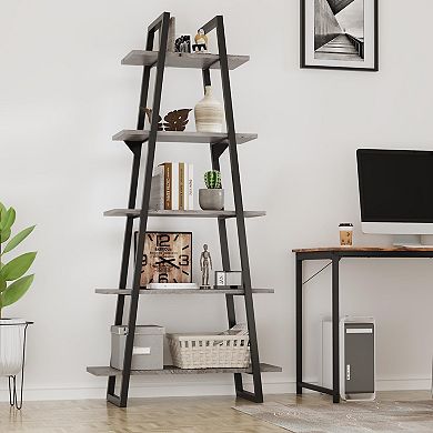 ANIXOL 5-Tier Industrial Ladder Bookshelf