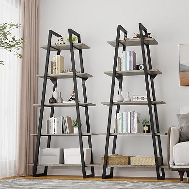 ANIXOL 5-Tier Industrial Ladder Bookshelf