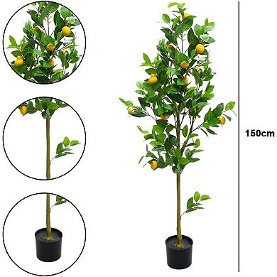 ANIXOL Artificial Lemon Tree with Lifelike Foliage, Fruit Accents and Stable Planter