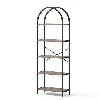 ANIXOL 5 tier Arched Wood and Metal Bookcase
