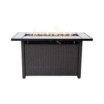 45" Outdoor Fire Pit Propane Firepit Table with Lid & Lava Rocks 50,000 BTUs