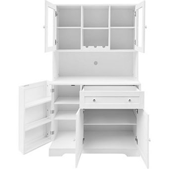 67" Kitchen Pantry Cabinet with Large Drawers and Adjustable Shelves
