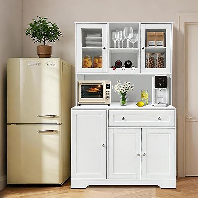 67" Kitchen Pantry Cabinet with Large Drawers and Adjustable Shelves