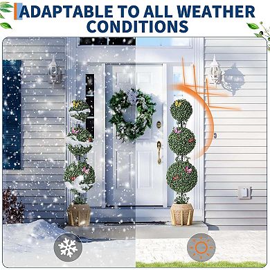ANIXOL Artificial Triple Ball Topiary, UV-Resistant Outdoor Décor