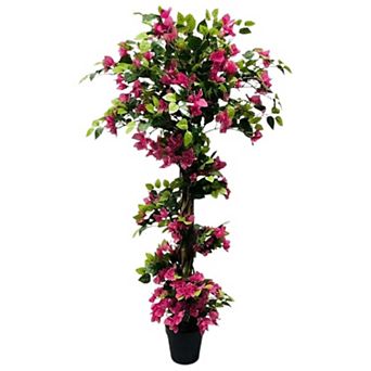 ANIXOL Artificial Bougainvillea Tree with Decorative Flowers, Bendable Branches and Plastic Pot