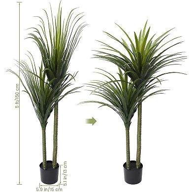 ANIXOL Artificial Banana Tree with Lifelike Fronds, Adjustable Design and Stable Pot