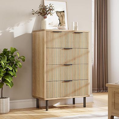 Wave Fluted 5 Drawer Dresser