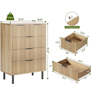 Wave Fluted 5 Drawer Dresser