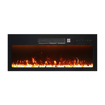 36" Modern Built-In Wall Mounted Indoor Electric Fireplace with Remote Control