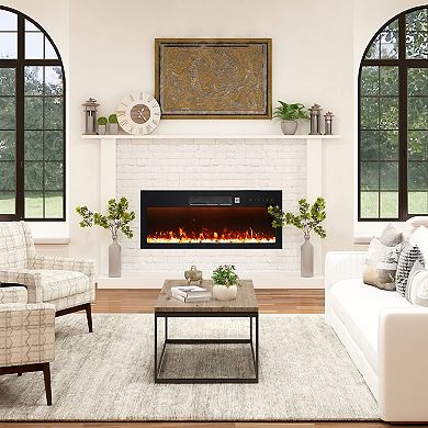 36" Modern Built-In Wall Mounted Indoor Electric Fireplace with Remote Control