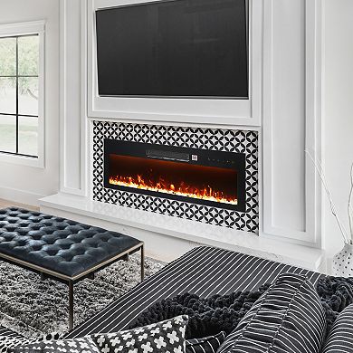 36" Modern Built-In Wall Mounted Indoor Electric Fireplace with Remote Control