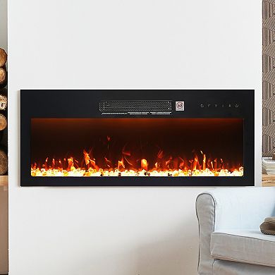 36" Modern Built-In Wall Mounted Indoor Electric Fireplace with Remote Control