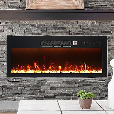 36" Modern Built-In Wall Mounted Indoor Electric Fireplace with Remote Control
