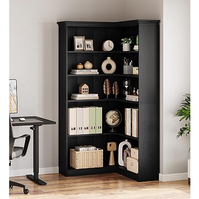 ANIXOL Corner 5-Tier L-Shaped Bookshelf