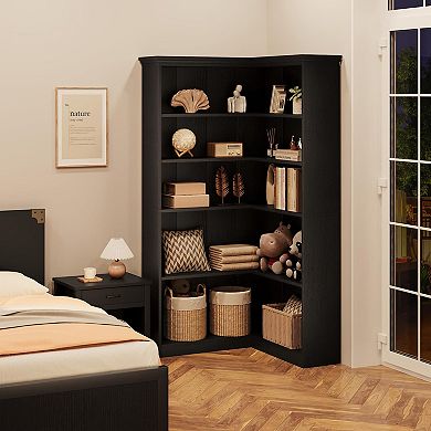 ANIXOL Corner 5-Tier L-Shaped Bookshelf