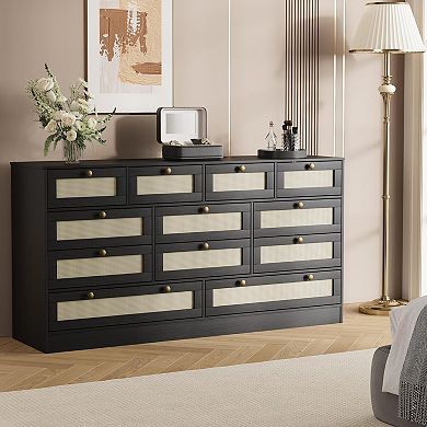 ANIXOL 12-Drawer Wood Dresser and TV Stand