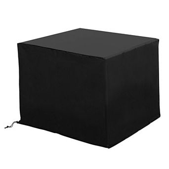 Outdoor Square Fire Pit Cover with Drawstring, Water-Resistant Oxford Fabric with PVC Coating, Black