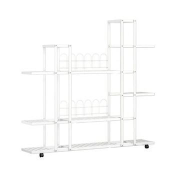 Tall Metal Plant Stand with Shelves and Rolling Wheels
