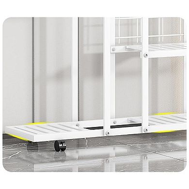 Tall Metal Plant Stand with Shelves and Rolling Wheels
