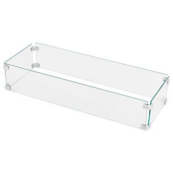 29 X 10 X 6 in Outdoor Transparent Tempered Glass Wind Guard for Rectangular Fire Pit Table