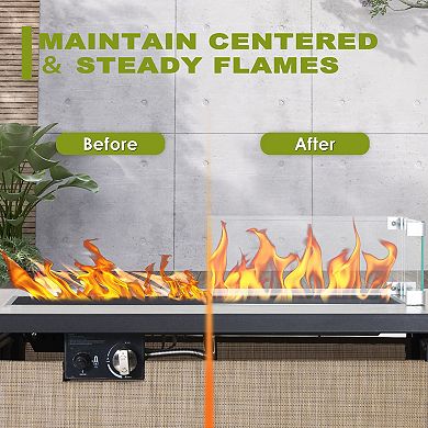 29 X 10 X 6 Inches Outdoor Transparent Tempered Glass Wind Guard for Rectangular Fire Pit Table