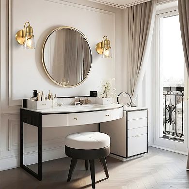 5" 1-Light Modern Gold Seeded Glass Cone Wall Light Sconce