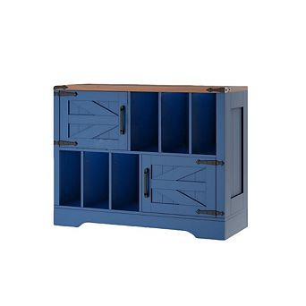 39" Large Record Player Stand, Farmhouse Wood Turntable Stand with Storage Cabinet