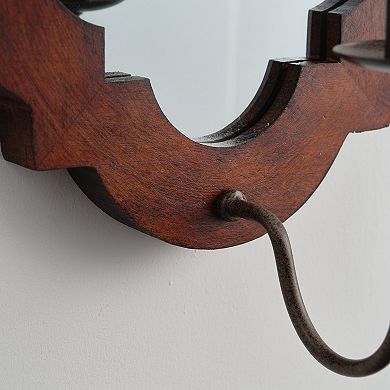 Classic Wood 1-Light Mirrored Wall Sconce with Fabric Shade