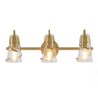 24" Modern Gold 3-Light Seeded Glass Vanity Light Wall Sconce