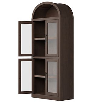 Bookcase with Doors Storage Cabinet with Open Display Shelf Display Bookshelf