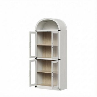 Bookcase with Doors Storage Cabinet with Open Display Shelf Display Bookshelf