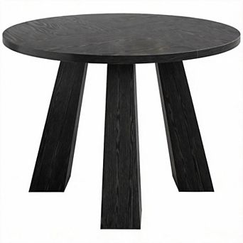 Round Farmhouse Dining Table for 6 with Sturdy Pedestal Base