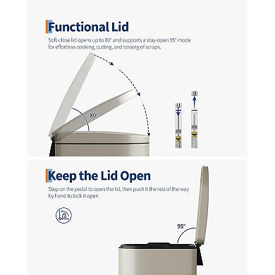 ANIXOL 2.6 Gallon Stainless Bathroom Trash Can