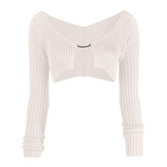 Women Ribbed Knit Cropped Cardigan Long Sleeve Crop Top