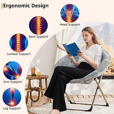 ANIXOL Faux Fur Round Folding Saucer Chair