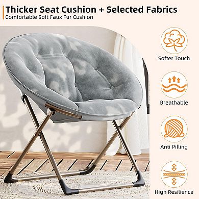 ANIXOL Faux Fur Round Folding Saucer Chair