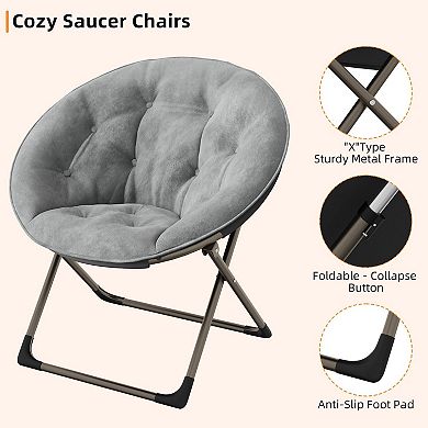 ANIXOL Faux Fur Round Folding Saucer Chair