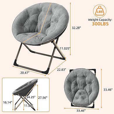 ANIXOL Faux Fur Round Folding Saucer Chair