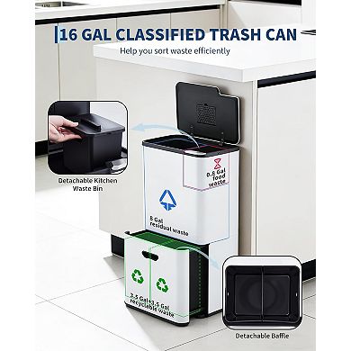 16 Gallon Dual Trash Can with Compost Bin & Odor Filter