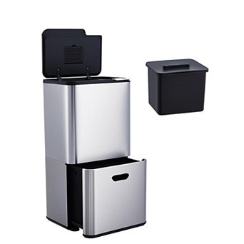 16 Gallon Dual Trash Can with Compost Bin & Odor Filter