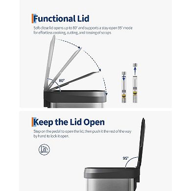 ANIXOL 13.2-Gallon Stainless Steel Step Trash Can